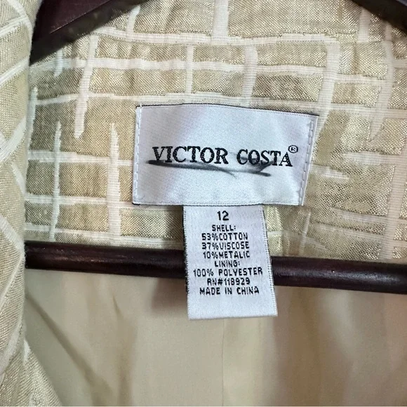 🧥 Victor Costa Metallic Gold Textured Belted Coat – Size 12 - Picture 10 of 12